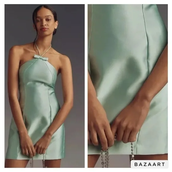 NWT Anthropologie Hutch Bow Halter Slim Mini Dress Sz L - Picture 7 of 9